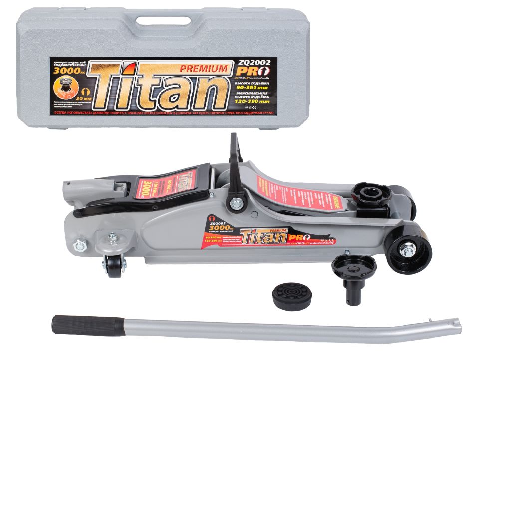 Домкрат 3 тонны подкатной ТИТАН (90-370мм)  20002