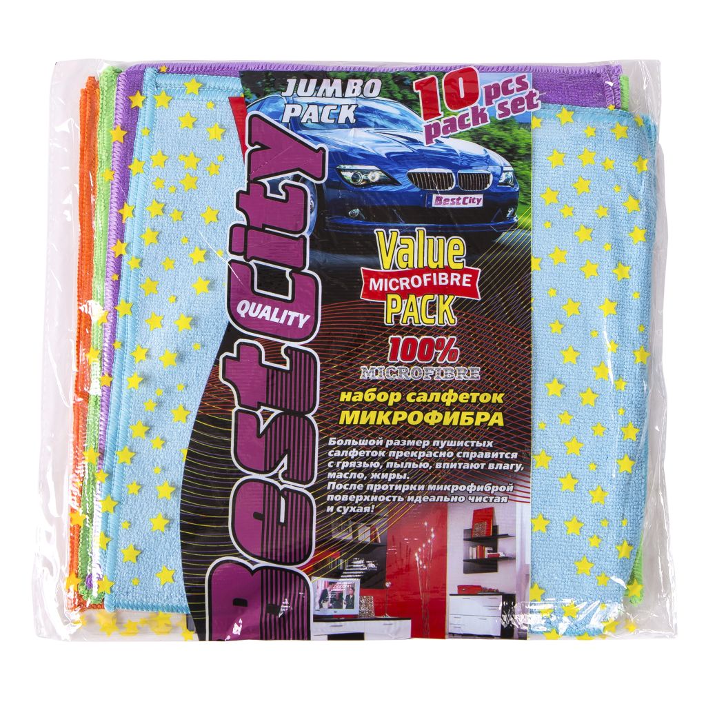 Салфетка микрофибра BEST CITY  СТ220 (10шт) 30x30 (Аналог СА-120)