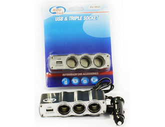 Адаптер АW 4103  тройной c USB