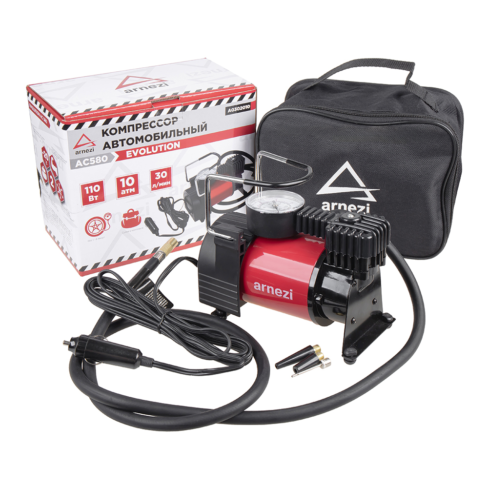 Компрессор автомобильный ARNEZI 10 бар, 30 л/мин, 110 Вт, AC580 EVOLUTION A0302010