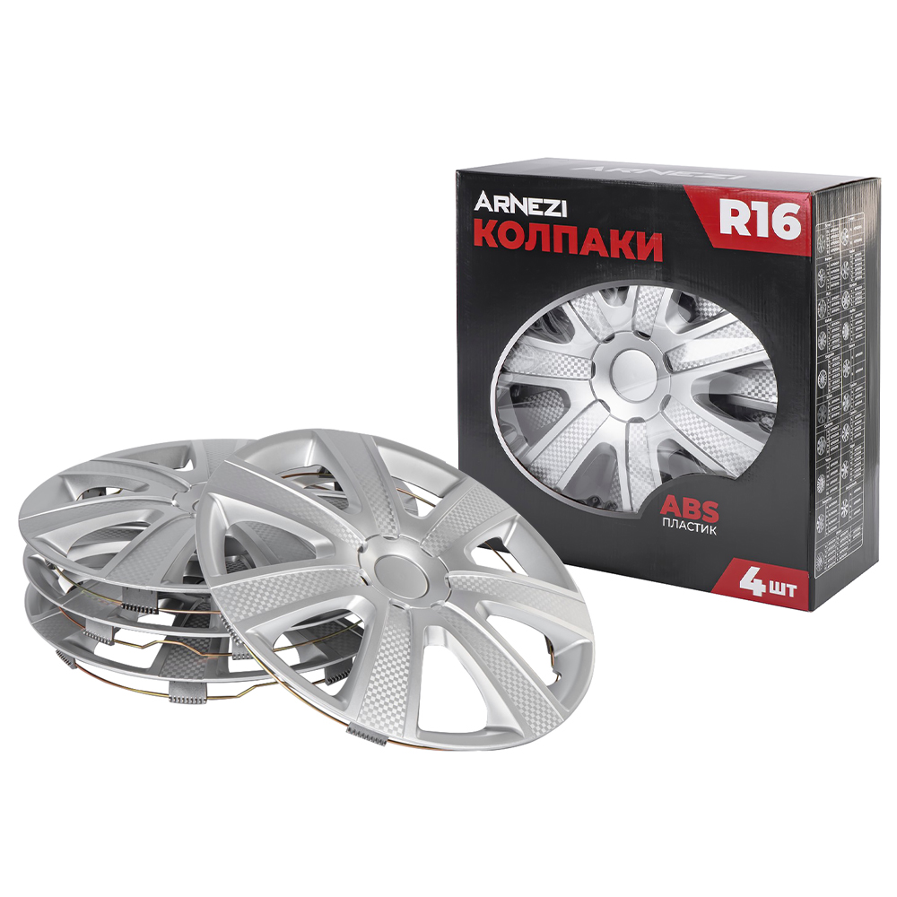Колпаки R16 Hadar 4шт (серебристые) ABS-пластик ARNEZI A0702013