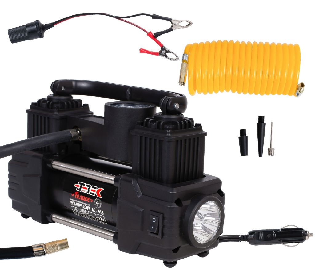 Компрессор ТРЕК 915 " Гелиос" двухцилиндровый 75 л/мин с фонарем