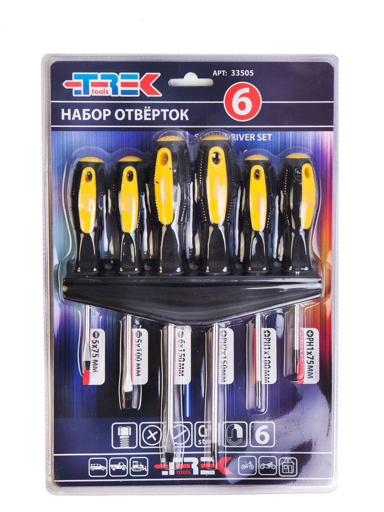 Набор отверток ТРЕК  6 шт 3 крест+3 шлищ   (33505)