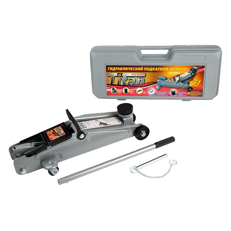 Домкрат 3 тонны подкатной с фиксатором ТИТАН (135-385мм)  35001