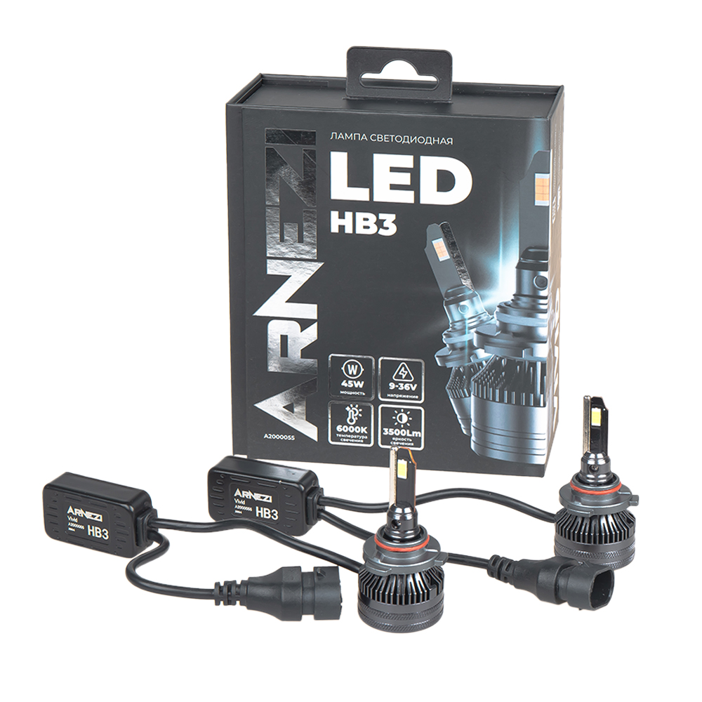 Лампа светодиодная 12/24V HB3 45W 3500lm 6000K ARNEZI Vivid LED 2 шт. DUOBOX IP68 A2000055