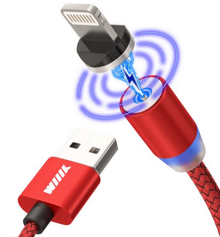 Кабель магнитный USB-Lightning Красный (CBM980-U8-10R) WIIIX 1м iPhone