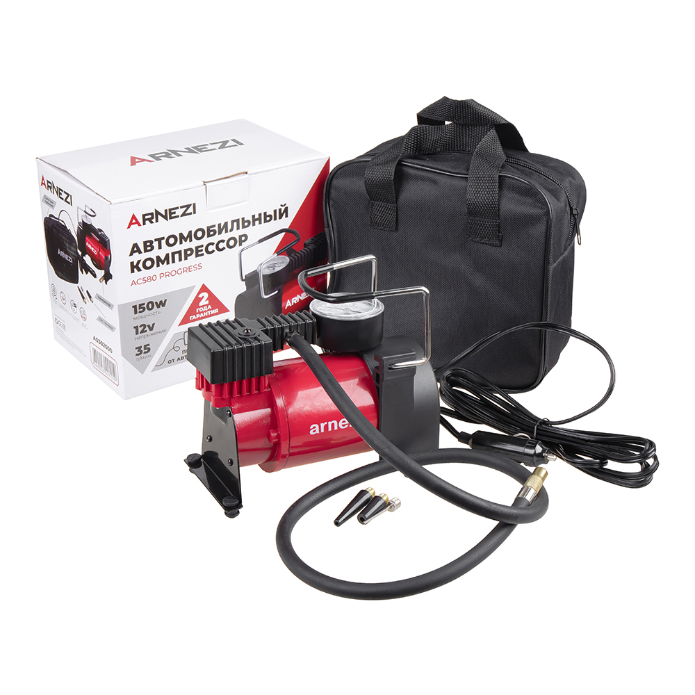 Компрессор автомобильный ARNEZI 10 бар, 35 л/мин, 150 Вт, AC580 PROGRES A0302000