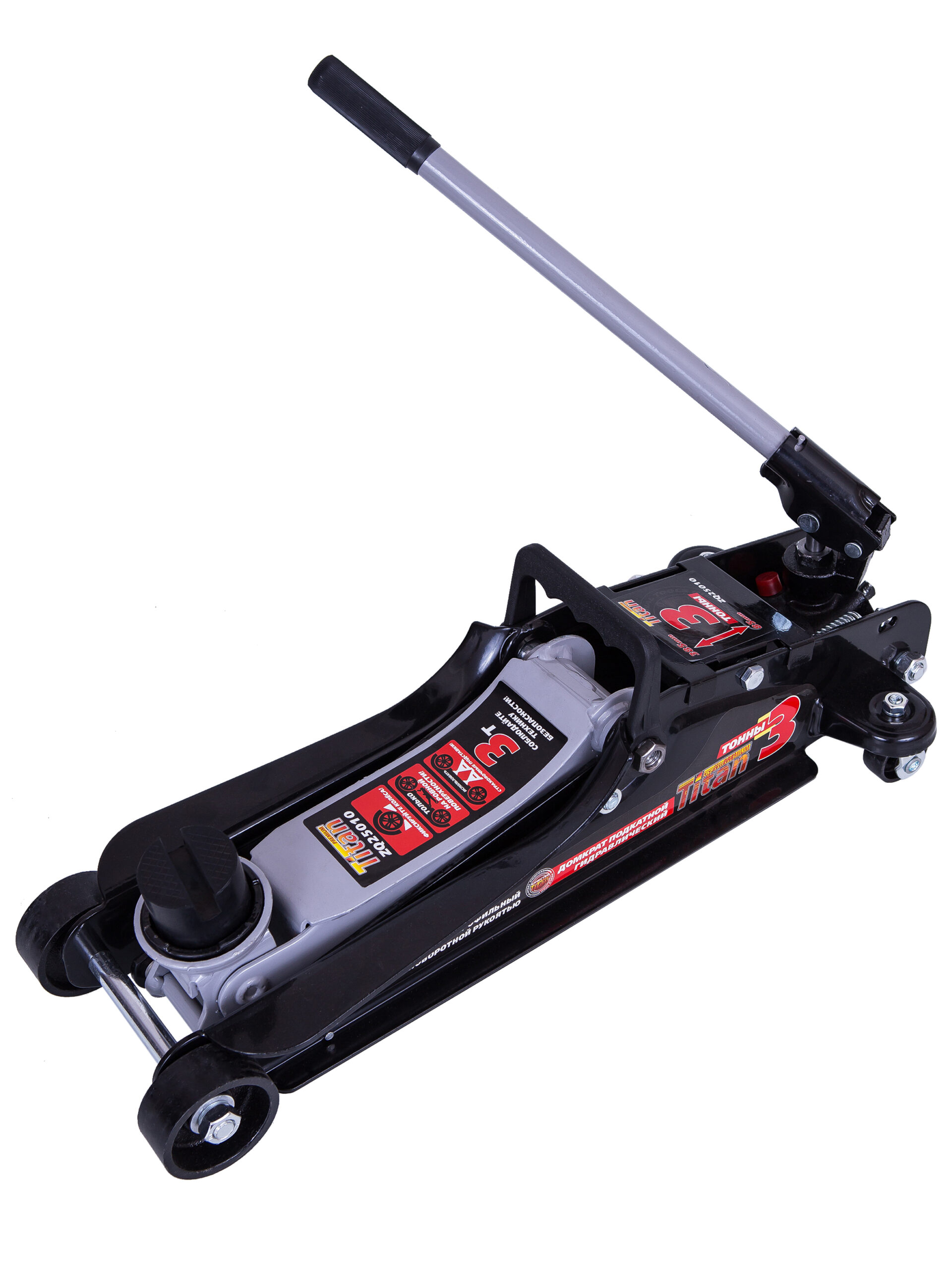 Домкрат 3 тонны подкатной ТИТАН (85-385мм)  25010 поворотная ручка