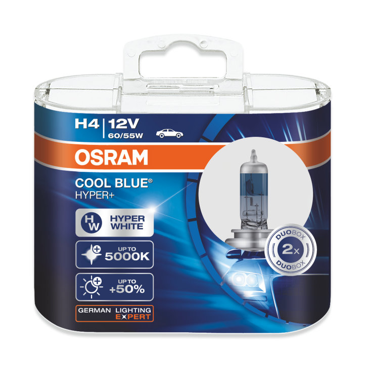 OSRAM H4 COOL BLUE HYPER 12V 60/55W+ 5000 K+50%