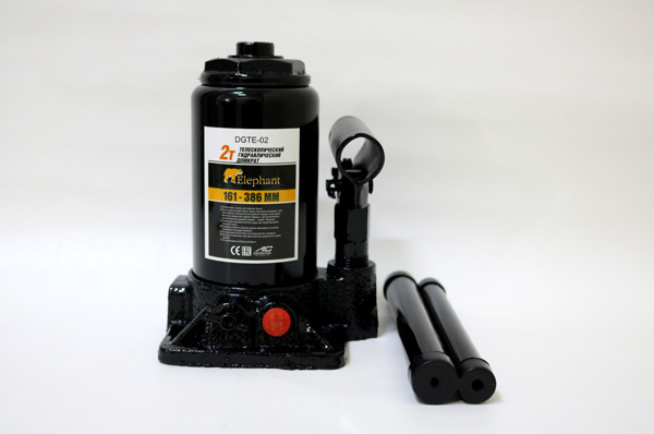 Домкрат гидравлический  2 тонный двухштоковый (161-386мм) Elephant
